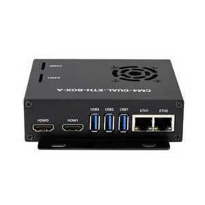 Dual Gigabit Ethernet(ETH) Mini-Computer Based On for Raspberry Pi Compute Module 4 (CM4 NOT Included), with Cooling Fan, Metal Case Dual Gigabit Ethernet(ETH) Mini-Computer Based On for Raspberry Pi Compute Module 4 (CM4 NOT Included), with Cooling Fan, Metal Case