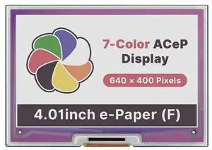 Colorful 4.01inch E-Paper E-Ink Display HAT for Raspberry Pi/Jetson Nano, ACeP 7-Color, 640×400 Pixels, SPI Interface Colorful 4.01inch E-Paper E-Ink Display HAT for Raspberry Pi/Jetson Nano, ACeP 7-Color, 640×400 Pixels, SPI Interface