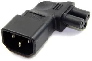IEC 320 C14 Socket to C5 Mickey Mouse Plug AC Power 90 Degree Right Angled Converter Adapter IEC 320 C14 Socket to C5 Mickey Mouse Plug AC Power 90 Degree Right Angled Converter Adapter