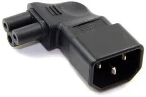 IEC 320 C14 Socket to C5 Mickey Mouse Plug AC Power 90 Degree Left Angled Converter Adapter IEC 320 C14 Socket to C5 Mickey Mouse Plug AC Power 90 Degree Left Angled Converter Adapter