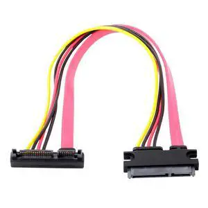 SATA III 3.0 22Pin Male to Female 90 Degree UP Angled Data Power Extension Cable - 30cm SATA III 3.0 22Pin Male to Female 90 Degree UP Angled Data Power Extension Cable - 30cm