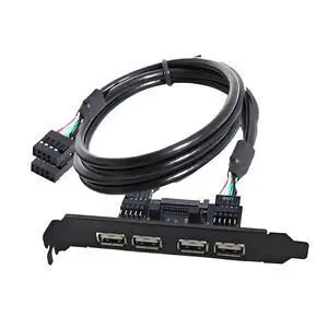 4 Port USB 2.0 Front Panel Header 9Pin 2 Male to 4 USB 2.0 Female Chassis Back Panel Port Extension Cable 30cm with 120mm PCI-E Slot Bracket 4 Port USB 2.0 Front Panel Header 9Pin 2 Male to 4 USB 2.0 Female Chassis Back Panel Port Extension Cable 30cm with 120mm PCI-E Slot Bracket