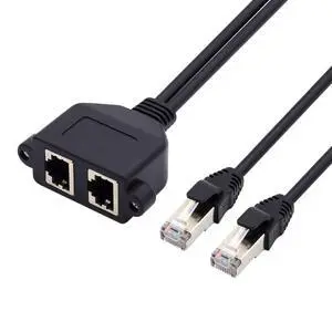 RJ45 8P8C Cat6 Male to Female LAN Ethernet Network Extension Cable Dual Ports FTP STP UTP with Panel Mount Holes RJ45 8P8C Cat6 Male to Female LAN Ethernet Network Extension Cable Dual Ports FTP STP UTP with Panel Mount Holes