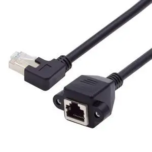 Cat6 RJ45 Cable,8P8C FTP STP UTP Cat6 Male to Female LAN Ethernet Network Extension Cable Left 90 Degree Angled with Panel Mount Holes Cat6 RJ45 Cable,8P8C FTP STP UTP Cat6 Male to Female LAN Ethernet Network Extension Cable Left 90 Degree Angled with Panel Mount Holes