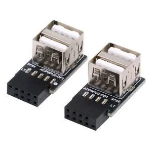 2 Pack USB 2.0 Front Panel Header 9/10Pin 1 Male to 2 USB 2.0 Female 90 Degree Angled Mainboard Header Port Extension Adapter 2 Pack USB 2.0 Front Panel Header 9/10Pin 1 Male to 2 USB 2.0 Female 90 Degree Angled Mainboard Header Port Extension Adapter