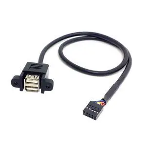 USB 2.0 Front Panel Header 9/10Pin 1 Male to 2 USB 2.0 Female Y Splitter Mainboard Header Port Extension Cable Adapter with Screw Panel Holes USB 2.0 Front Panel Header 9/10Pin 1 Male to 2 USB 2.0 Female Y Splitter Mainboard Header Port Extension Cable Adapter with Screw Panel Holes