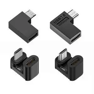 4 Pack Micro USB 2.0 Connector Micro USB Male to USB C Female 90/180 Degree Angled Connector Adapter 4 Pack Micro USB 2.0 Connector Micro USB Male to USB C Female 90/180 Degree Angled Connector Adapter