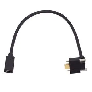 USB C Extension Cable USB 3.1 Gen 2 10Gbps Male to Female Fast Charging Data Transfer 90 Degree Right Angled Extension Cable 0.3M with Dual Screw Locking USB C Extension Cable USB 3.1 Gen 2 10Gbps Male to Female Fast Charging Data Transfer 90 Degree Right Angled Extension Cable 0.3M with Dual Screw Locking