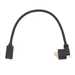 USB C Extension Cable USB 3.1 Gen 2 10Gbps Male to Female Fast Charging Data Transfer 90 Degree Right Angled Extension Cable 0.3M with Screw Locking USB C Extension Cable USB 3.1 Gen 2 10Gbps Male to Female Fast Charging Data Transfer 90 Degree Right Angled Extension Cable 0.3M with Screw Locking