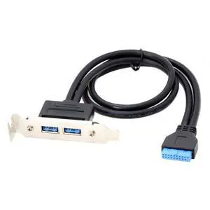 USB 3.0 Front Panel Header 19/20Pin 1 Male to 2 USB 3.0 Female Chassis Back Panel Port Extension Cable 50cm with 80mm PCI-E Slot Bracket USB 3.0 Front Panel Header 19/20Pin 1 Male to 2 USB 3.0 Female Chassis Back Panel Port Extension Cable 50cm with 80mm PCI-E Slot Bracket