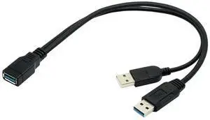USB 3.0 Splitter Y Cable USB 1 Female to 2 Male Extra Power Data Extension Cable for 2.5" Mobile Hard Disk USB 3.0 Splitter Y Cable USB 1 Female to 2 Male Extra Power Data Extension Cable for 2.5" Mobile Hard Disk