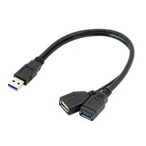 USB 3.0 Splitter Y Cable USB 1 Male to 2 Female Extra Power Data Extension Cable for 2.5" Mobile Hard Disk USB 3.0 Splitter Y Cable USB 1 Male to 2 Female Extra Power Data Extension Cable for 2.5" Mobile Hard Disk