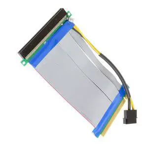 PCI-E Express 16X to 16x Riser Extender Card with Molex IDE Power & Ribbon Cable 20cm PCI-E Express 16X to 16x Riser Extender Card with Molex IDE Power & Ribbon Cable 20cm