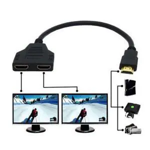 HDMI 1 Male to 2 Female Y Splitter Switch Extension Adapter Cable for for PC HDTV Laptop 1080P HDMI 1 Male to 2 Female Y Splitter Switch Extension Adapter Cable for for PC HDTV Laptop 1080P