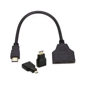 HDMI 1 to 2 Splitter Switch Extension Cable Adapter with Micro & Mini HDMI Connector HDMI 1 to 2 Splitter Switch Extension Cable Adapter with Micro & Mini HDMI Connector