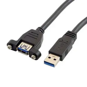 USB 3.0 Male to Female Extension Data Cable with Panel Mount Screws 0.5M USB 3.0 Male to Female Extension Data Cable with Panel Mount Screws 0.5M