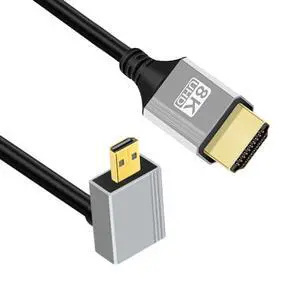 HDMI 2.1 Cable,HDMI Male to Micro HDMI Male 90 Degree Down Angled 8K@60Hz 4K@120Hz 48Gbps Ultra High-Speed Gold-Plated Cable 1.64FT/0.5M for TV, Monitor, Computer HDMI 2.1 Cable,HDMI Male to Micro HDMI Male 90 Degree Down Angled 8K@60Hz 4K@120Hz 48Gbps Ultra High-Speed Gold-Plated Cable 1.64FT/0.5M for TV, Monitor, Computer