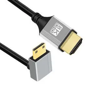 HDMI 2.1 Cable,HDMI Male to Mini HDMI Male 90 Degree Down Angled 8K@60Hz 4K@120Hz 48Gbps Ultra High-Speed Gold-Plated Cable 1.64FT/0.5M for TV, Monitor, Computer HDMI 2.1 Cable,HDMI Male to Mini HDMI Male 90 Degree Down Angled 8K@60Hz 4K@120Hz 48Gbps Ultra High-Speed Gold-Plated Cable 1.64FT/0.5M for TV, Monitor, Computer