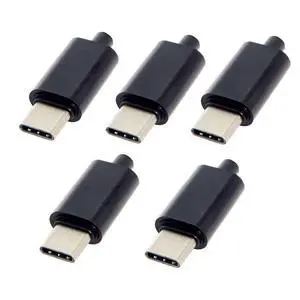 5 Pack USB C DIY Connector USB 3.1 Type C 24Pin Male Plug Port Repair Replacement Solder Adapter with PCB Board Black Housing 5 Pack USB C DIY Connector USB 3.1 Type C 24Pin Male Plug Port Repair Replacement Solder Adapter with PCB Board Black Housing