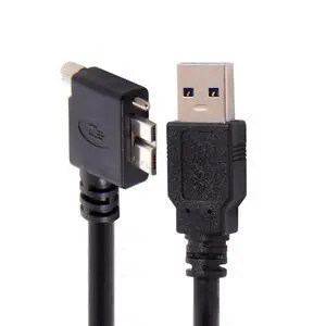 Micro USB 3.0 Cable USB 3.0 Type A Male to Micro B Male 90 Degree Left Angled Cable with Mount Panel Screws 1.2M Micro USB 3.0 Cable USB 3.0 Type A Male to Micro B Male 90 Degree Left Angled Cable with Mount Panel Screws 1.2M