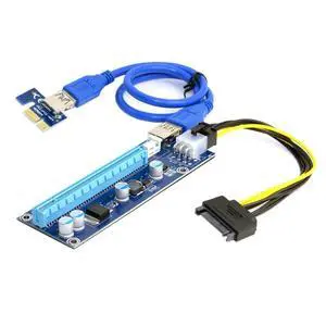 PCI-Express X1 to X16 GPU Riser Card Adapter with USB 3.0 SATA Power Cable PCI-Express X1 to X16 GPU Riser Card Adapter with USB 3.0 SATA Power Cable