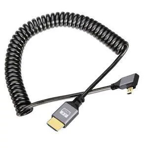 Micro HDMI Stretch Coiled Cable HDMI 1.4 to Micro HDMI 90 Degree Right Angled 4K 60hz Extension Cable Micro HDMI Stretch Coiled Cable HDMI 1.4 to Micro HDMI 90 Degree Right Angled 4K 60hz Extension Cable