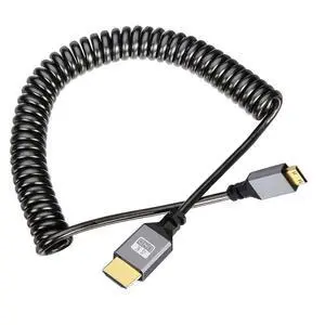 Mini HDMI Stretch Coiled Cable HDMI 1.4 to Mini HDMI 4K 60hz Extension Cable Mini HDMI Stretch Coiled Cable HDMI 1.4 to Mini HDMI 4K 60hz Extension Cable