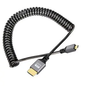Micro HDMI Stretch Coiled Cable HDMI 1.4 to Micro HDMI 4K 60hz Extension Cable Micro HDMI Stretch Coiled Cable HDMI 1.4 to Micro HDMI 4K 60hz Extension Cable