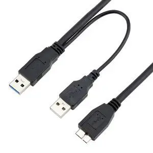 Power Y Cable Dual USB3.0 A Male to Micro USB 3.0 Y Cable with Extra Power for SSD HDD Power Y Cable Dual USB3.0 A Male to Micro USB 3.0 Y Cable with Extra Power for SSD HDD