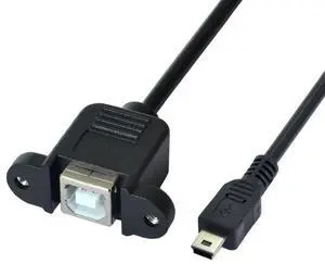 CY Mini USB 5pin Male to USB B Female Panel Mount Type Cable 20cm with Screws CY Mini USB 5pin Male to USB B Female Panel Mount Type Cable 20cm with Screws