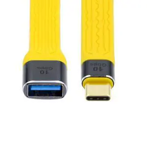 USB to USB C Cable,USB 3.1 Type C Male to USB 3.0 Type A Female OTG Flat Slim FPC Data Cable for Laptop & Phone Yellow 10Gbps USB to USB C Cable,USB 3.1 Type C Male to USB 3.0 Type A Female OTG Flat Slim FPC Data Cable for Laptop & Phone Yellow 10Gbps