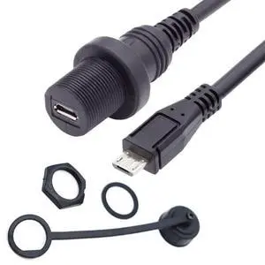 Micro USB 5Pin Flush Mount Male to Female Extension Cable for Car Dashboard Panel Mount Waterproof Dustproof Micro USB 5Pin Flush Mount Male to Female Extension Cable for Car Dashboard Panel Mount Waterproof Dustproof