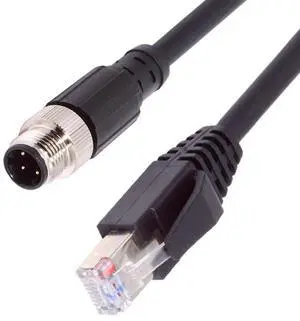 RJ45 to M12 Type-D D-Coded 4Pin Cat5e Network Cable for Industrial Applications Ethernet IP67 Patch Cord RJ45 to M12 Type-D D-Coded 4Pin Cat5e Network Cable for Industrial Applications Ethernet IP67 Patch Cord