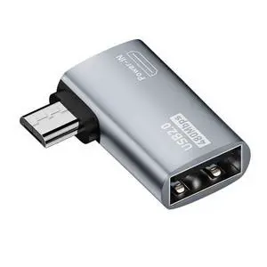 2 in 1 Micro USB OTG Power Adapter Micro USB Male to USB 2.0 Female 90 Degree Right Angled Connector Adapter 2 in 1 Micro USB OTG Power Adapter Micro USB Male to USB 2.0 Female 90 Degree Right Angled Connector Adapter