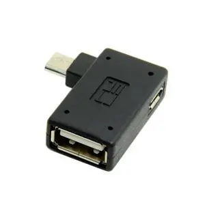 Micro USB OTG Power Adapter 2 in 1 Micro USB Male to USB 2.0 Female 90 Degree Right Angled Connector Adapter Micro USB OTG Power Adapter 2 in 1 Micro USB Male to USB 2.0 Female 90 Degree Right Angled Connector Adapter