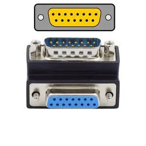 DB15Pin Male to Female Extension Adapter DSUB RS232 15Pin D-subminiature Connector 90 Degree Down Angled DB15Pin Male to Female Extension Adapter DSUB RS232 15Pin D-subminiature Connector 90 Degree Down Angled