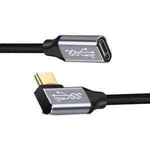 90 Degree Angled Extension Type-C USB-C Male to Female USB3.1 10Gbps 100W Data Cable with E-Marker for Laptop & Phone 50cm 90 Degree Angled Extension Type-C USB-C Male to Female USB3.1 10Gbps 100W Data Cable with E-Marker for Laptop & Phone 50cm