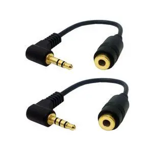 2 Pack Headphone/Audio Extension Cable,3/4 Pole 3.5mm Male to 3.5mm Female Audio Stereo Headphone 90 Degree Angled Extension Cable 10cm 2 Pack Headphone/Audio Extension Cable,3/4 Pole 3.5mm Male to 3.5mm Female Audio Stereo Headphone 90 Degree Angled Extension Cable 10cm