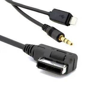 AMI MMI to 8Pin and 3.5mm Jack Audio Aux Cable Compatible with iPhone 6/6s to VW, Audi A4/A4L/Q5/Q7/A6L/A8L AMI MMI to 8Pin and 3.5mm Jack Audio Aux Cable Compatible with iPhone 6/6s to VW, Audi A4/A4L/Q5/Q7/A6L/A8L