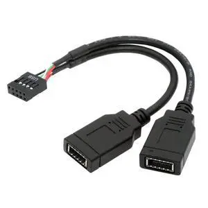 USB 2.0 9Pin Male 1 to 2 USB 3.1 Type E Key-A Female Front Panel Socket to 9Pin Mainboard Header Extension Cable 0.49FT USB 2.0 9Pin Male 1 to 2 USB 3.1 Type E Key-A Female Front Panel Socket to 9Pin Mainboard Header Extension Cable 0.49FT