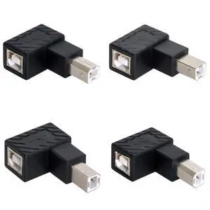 4 Pack USB 2.0 Type B Printer Male to Female 90 Degree Angled Gender Changer Connector Adapter for Disk Scanner 4 Pack USB 2.0 Type B Printer Male to Female 90 Degree Angled Gender Changer Connector Adapter for Disk Scanner