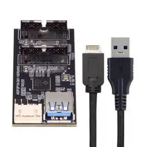 USB 3.1 Type E 1 to 2 USB 3.0 19/20Pin HUB Port Multiplier PCBA Adapter with SATA Power Cable USB 3.1 Type E 1 to 2 USB 3.0 19/20Pin HUB Port Multiplier PCBA Adapter with SATA Power Cable