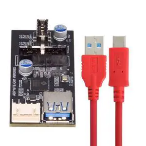 USB C/USB 3.0 19/20Pin to USB 3.0 19/20Pin USB 3.1 Type E Front Panel Header Port Multiplier Adapter with SATA Power Cable USB C/USB 3.0 19/20Pin to USB 3.0 19/20Pin USB 3.1 Type E Front Panel Header Port Multiplier Adapter with SATA Power Cable