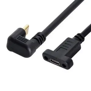 USB 3.1 Gen 2 10Gbps USB C Male to Female 180 Degree U Shape Angled Fast Charging Data Video Transfer Extension Cable with Panel Mount Hole 0.3M USB 3.1 Gen 2 10Gbps USB C Male to Female 180 Degree U Shape Angled Fast Charging Data Video Transfer Extension Cable with Panel Mount Hole 0.3M