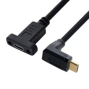 USB 3.1 Gen 2 10Gbps USB C Male to Female 90 Degree UP Angled Fast Charging Data Video Transfer Extension Cable with Panel Mount Hole 0.3M USB 3.1 Gen 2 10Gbps USB C Male to Female 90 Degree UP Angled Fast Charging Data Video Transfer Extension Cable with Panel Mount Hole 0.3M