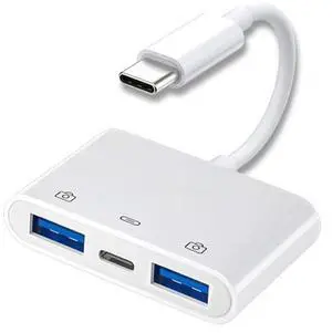 3 in 1 USB C to 2 USB 3.0 Socket OTG Adapter with PD 24W Charge for Laptop Tablet Phone 3 in 1 USB C to 2 USB 3.0 Socket OTG Adapter with PD 24W Charge for Laptop Tablet Phone