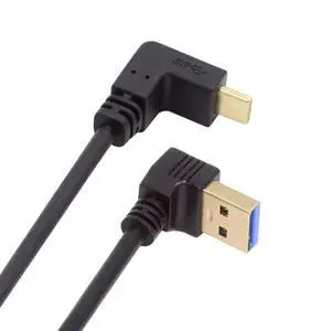 USB 3.1 USB-C Reversible Angled to 90 Degree Up Angled A Male Data Cable for Tablet Phone 100cm USB 3.1 USB-C Reversible Angled to 90 Degree Up Angled A Male Data Cable for Tablet Phone 100cm