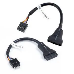 2 Pack USB 2.0 Front Panel Header 9/10Pin Male/Female to 19/20Pin Male/Female Mainboard Header Gender Changer Cable Adapter 2 Pack USB 2.0 Front Panel Header 9/10Pin Male/Female to 19/20Pin Male/Female Mainboard Header Gender Changer Cable Adapter