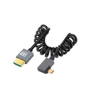 HDMI 2.1 Coiled Cable,HDMI Male to Micro HDMI Male 90 Degree Right Angled 8K@60Hz 4K@120Hz 48Gbps Ultra High-Speed Gold-Plated Cable 1.0M/3.28FT for TV, Monitor, Computer HDMI 2.1 Coiled Cable,HDMI Male to Micro HDMI Male 90 Degree Right Angled 8K@60Hz 4K@120Hz 48Gbps Ultra High-Speed Gold-Plated Cable 1.0M/3.28FT for TV, Monitor, Computer