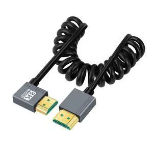 HDMI 2.1 Coiled Cable,HDMI Male to Male 90 Degree Right Angled 8K@60Hz 4K@120Hz 48Gbps Ultra High-Speed Gold-Plated Cable 1.0M/3.28FT for TV, Monitor, Computer HDMI 2.1 Coiled Cable,HDMI Male to Male 90 Degree Right Angled 8K@60Hz 4K@120Hz 48Gbps Ultra High-Speed Gold-Plated Cable 1.0M/3.28FT for TV, Monitor, Computer